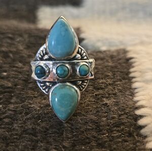 New Bahgsu Jewels Truth Seeker Ring Turquoise Sterling Silver 6.5